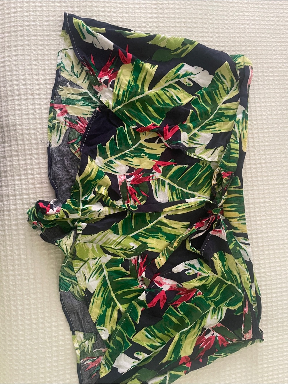 Tropical Leaf Print Shorts and Cropped Halter Set